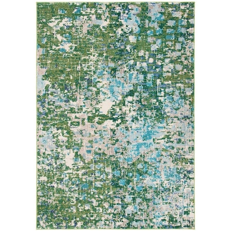 Safavieh Contemporary Madison 400 Area Round Rug for Home; Green & Turquoise - 6 ft. -7 in. x 6 ft. -7 in. MAD425Y-7R